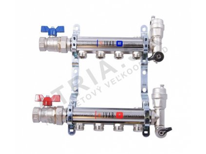 Zostava rozdeľovač/zberač pre vykurovacie telesíá   - bez skrine - 1xEK; 4cestný; nikel  IVAR.CS 501 ND