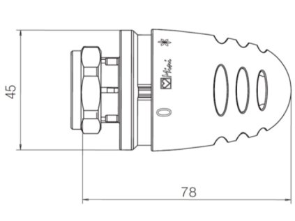 HERZ Termostatická hlavica "Mini - DE LUXE” M28x1,5, matná čierna