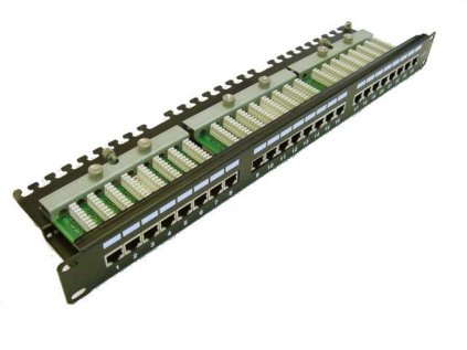 Patch panel LEXI-Net FTP cat.5e 24p. 1U Černý, osazený