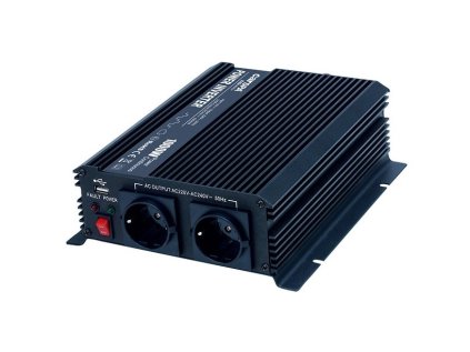 Měnič napětí Carspa CAR1KU-24 24V/230V+USB 1000W, modifikovaná sinus