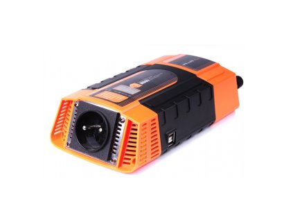 Měnič napětí Carspa PID600-12 12V/230V+2xUSB 600W, modifikovaná sinus, digitální display, vhodný do auta