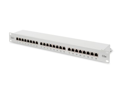 DIGITUS Patch panel DN-91524S, 19'' 24 portů Cat5E, stíněný, 1U, šedý