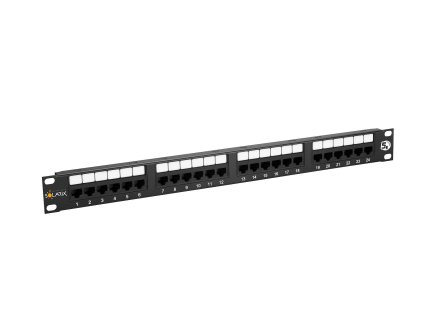 Solarix patch panel 24 x RJ45 CAT5E UTP 150 MHz černý 1U, SX24-5E-UTP-BK