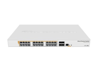 MikroTik Cloud Router Switch CRS328-24P-4S+RM, 800MHz CPU, 512MB, 24xGLAN, 4xSFP+cage, ROS L5, PSU,1U Rackmount