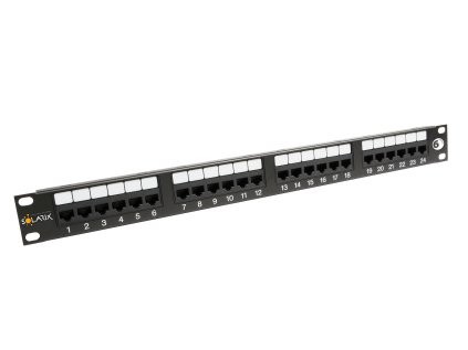 Solarix patch panel 24 x RJ45 CAT6 UTP 350 MHz černý 1U, SX24-6-UTP-BK