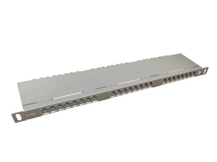 Solarix patch panel 24 x RJ45 CAT6 STP s vyvazovací lištou stříbrný 0,5U, SX24HD-6-STP-SL