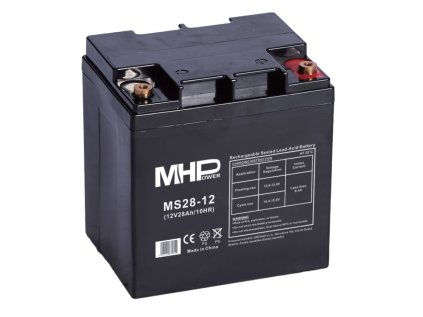 MHPower MS28-12 olověný akumulátor AGM 12V/28Ah, Terminál T1 - M6