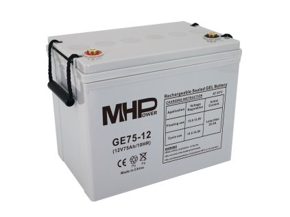 MHPower GE75-12 Gelový akumulátor 12V/75Ah, Terminál T1 - M6, Deep Cycle