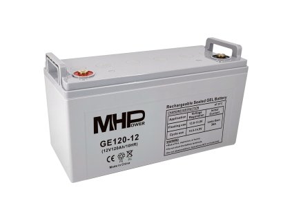 MHPower GE120-12 Gelový akumulátor 12V/120Ah, Terminál T3 - M8, Deep Cycle