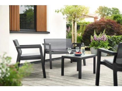 Záhradný nábytok Keter Emily Patio Set so sedákmi grafitová