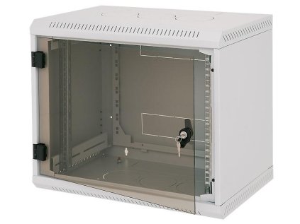 Rack Triton 19" jednodílný 9U/600mm prosklené dveře, šedý