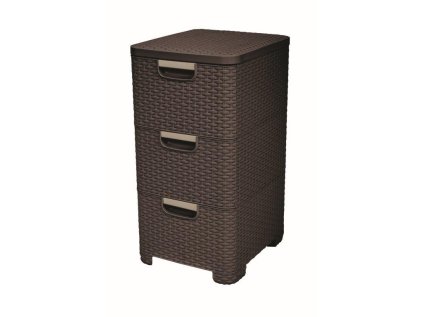 Regál Curver Style 3x14L so šuplíkmi tmavě hnědý