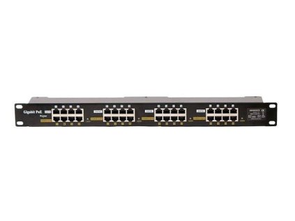 Patch panel POE Gigabit cat.5e 16p 1U Black stíněný, 19" rack