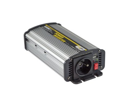 Měnič napětí Carspa CAR600U-122 12V/230V+USB 600W, modifikovaná sinus