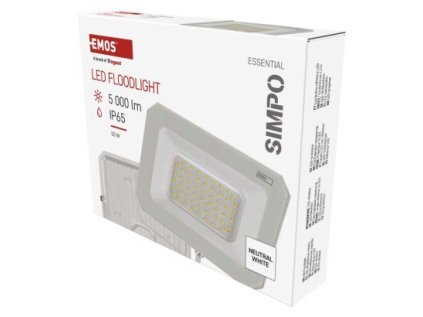 LED reflektor SIMPO s pohybovým čidlom, 50 W, biely, IP65, 5000 lm, neutrálna biela