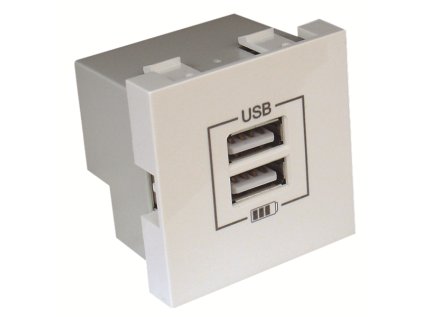 45439_SBR: Dvojitá USB nabíjačka, 2-moduly, biela (do vypredania zásob)