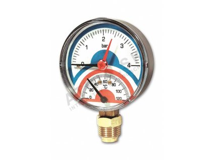 Termomanometer - radiálny - 0 °C až +120 °C; vrátane spätnej klapky 1/4"Fx1/2"M; D80; 0-6bar  IVAR.TM 120 R