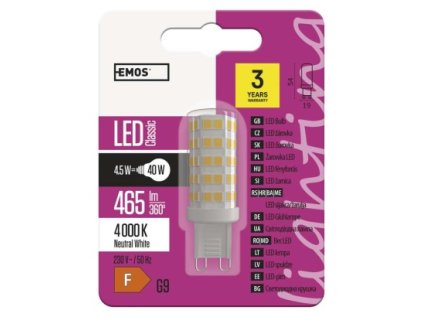 LED žiarovka Classic JC 4,5W G9 neutrálna biela